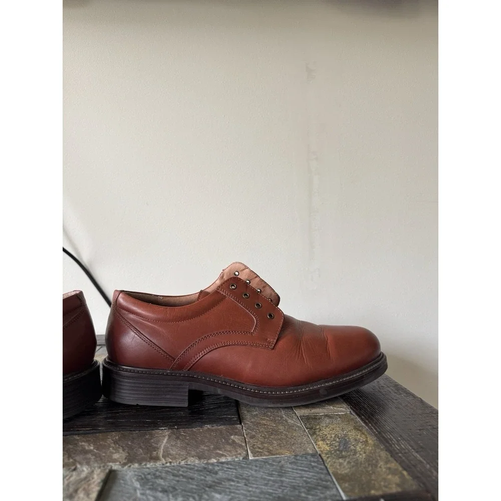 Paolo Mondo Men's 11M Brown Leather Dress Oxford Derby Shoes Made In Italy 53087